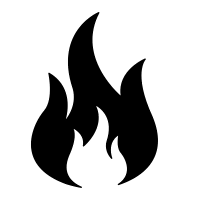 Black and White fire Icon